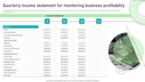 Adjusting_Financial_Strategies_And_Planning_Quarterly_Income_Statement_For_Monitoring_Business_Profitability_Infographics_PDF_Slide_1.jpg
