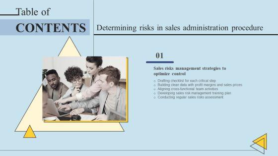 Determining_Risks_In_Sales_Administration_Procedure_Tables_Of_Content_Graphics_PDF_Slide_1.jpg