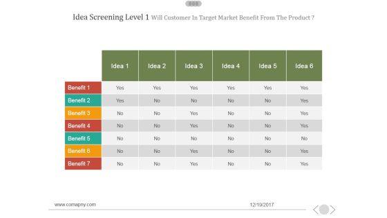 Idea_Screening_Level_1_Will_Customer_In_Target_Market_Benefit_From_The_Product_Ppt_PowerPoint_Presentation_Tips_Slide_1.jpg