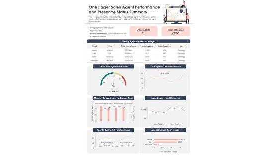 One_Pager_Sales_Agent_Performance_And_Presence_Status_Summary_PDF_Document_PPT_Template_Slide_1.jpg