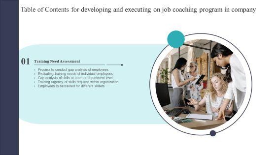 Table_Of_Contents_For_Developing_And_Executing_On_Job_Coaching_Program_In_Company_Graphics_PDF_Slide_1.jpg