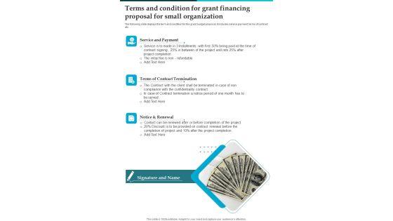 Terms_And_Condition_For_Grant_Financing_Proposal_For_Small_Organization_One_Pager_Sample_Example_Document_Slide_1.jpg