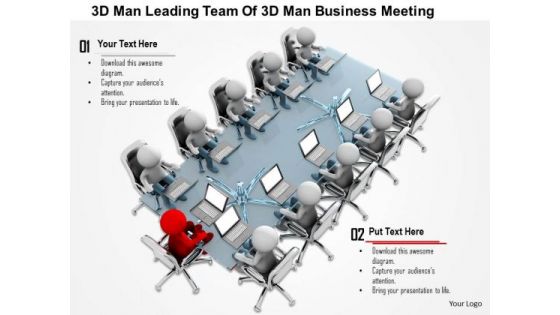 3d Man Leading Team Of 3d Man Business Meeting