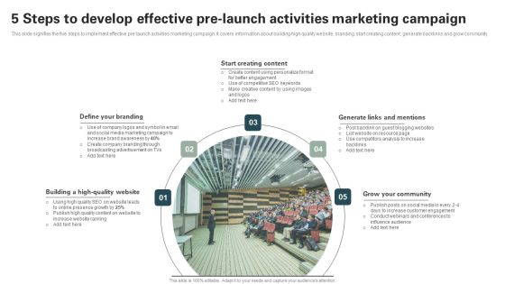 5 Steps To Develop Effective Pre Launch Activities Marketing Campaign Infographics PDF 5 Steps To Develop Effective Pre Launch Activities Marketing Campaign Infographics PDF