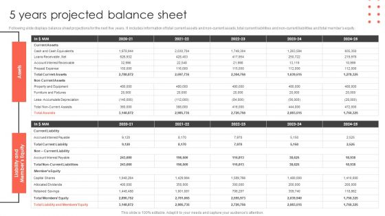 5 Years Projected Balance Sheet Construct Project Feasibility Analysis Report Background PDF
