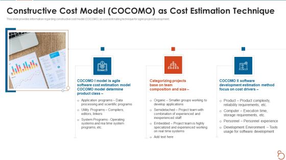 Agile Project Expenses Projection IT Constructive Cost Model COCOMO As Cost Estimation Technique Pictures PDF