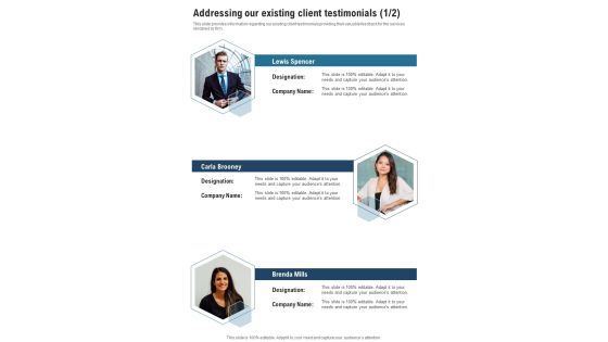 Architectural Concept Planning Proposal Addressing Our Existing One Pager Sample Example Document