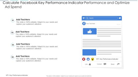 Calculate Facebook Key Performance Indicator Performance And Optimize Ad Spend Brochure PDF Calculate Facebook Key Performance Indicator Performance And Optimize Ad Spend Brochure PDF