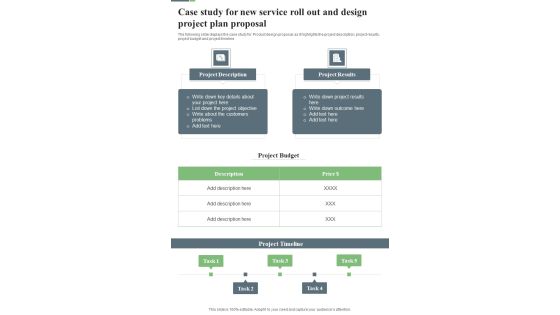 Case Study For New Service Roll Out And Design Project Plan Proposal One Pager Sample Example Document Case Study For New Service Roll Out And Design Project Plan Proposal One Pager Sample Example Document