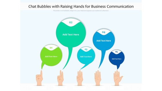 Chat Bubbles With Raising Hands For Business Communication Ppt PowerPoint Presentation File Background Designs PDF