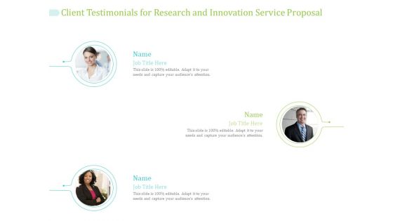 Client Testimonials For Research And Innovation Service Proposal Ppt PowerPoint Presentation Slides Skills PDF