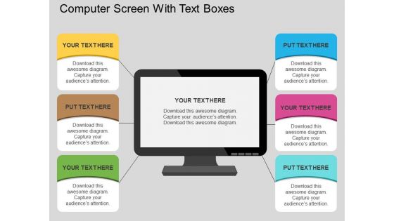 Computer Screen With Text Boxes Powerpoint Template