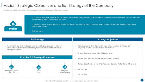 Confidential Information Memorandum Mission Strategic Objectives And Exit Strategy Structure PDF