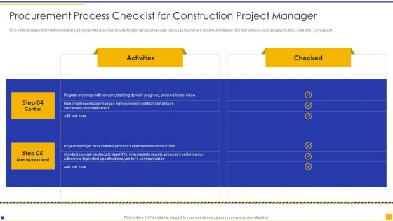 Construction Project Instructions Playbook Procurement Process Checklist For Construction Project Manager Themes PDF Construction Project Instructions Playbook Procurement Process Checklist For Construction Project Manager Themes PDF