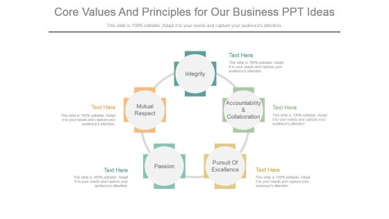 Core Values And Principles For Our Business Ppt Ideas