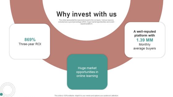 Crash Couse Platform Investor Funding Presentation Why Invest With Us Graphics PDF