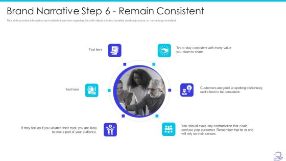 Deploying Brand Storytelling Influence Customer Brand Narrative Step 6 Remain Consistent Icons PDF