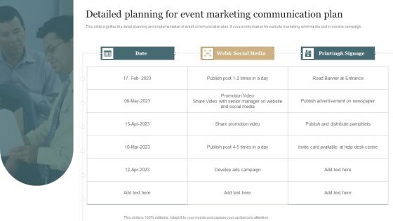 Detailed Planning For Event Marketing Communication Plan Slides PDF Detailed Planning For Event Marketing Communication Plan Slides PDF