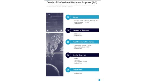 Details Of Professional Musician Proposal One Pager Sample Example Document Details Of Professional Musician Proposal One Pager Sample Example Document
