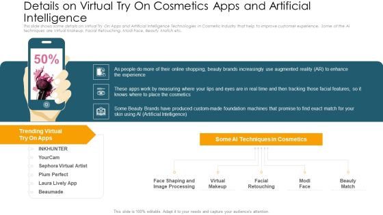 Details On Virtual Try On Cosmetics Apps And Artificial Intelligence Ppt Layouts Designs Download PDF