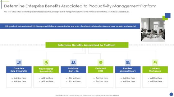 Determine Enterprise Benefits Associated To Productivity Management Platform Ppt Ideas PDF Determine Enterprise Benefits Associated To Productivity Management Platform Ppt Ideas PDF