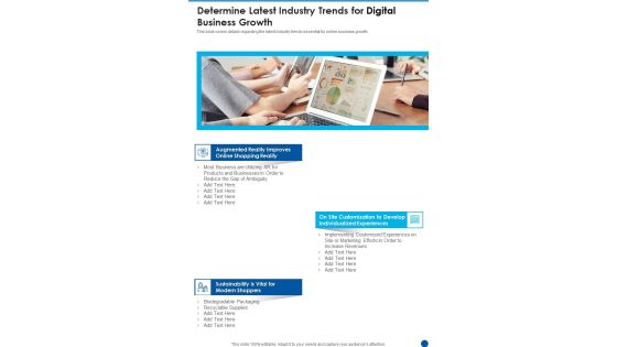 Determine Latest Industry Trends For Digital Business Growth One Pager Documents Determine Latest Industry Trends For Digital Business Growth One Pager Documents