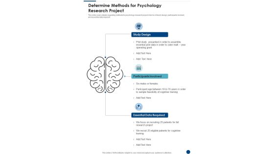 Determine Methods For Psychology Research Project One Pager Sample Example Document Determine Methods For Psychology Research Project One Pager Sample Example Document