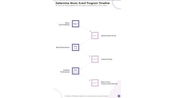 Determine Music Event Program Timeline One Pager Sample Example Document Determine Music Event Program Timeline One Pager Sample Example Document