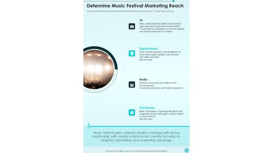 Determine Music Festival Marketing Reach One Pager Sample Example Document Determine Music Festival Marketing Reach One Pager Sample Example Document