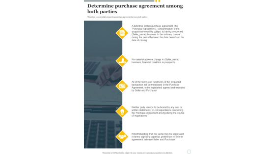 Determine Purchase Agreement Among Both Parties One Pager Sample Example Document Determine Purchase Agreement Among Both Parties One Pager Sample Example Document