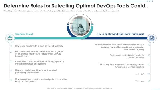 Determine Rules For Selecting Optimal Devops Tools Contd Pictures PDF