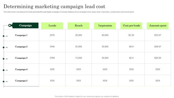 Determining Marketing Campaign Lead Cost Enhancing Client Lead Conversion Rates Background PDF Determining Marketing Campaign Lead Cost Enhancing Client Lead Conversion Rates Background PDF