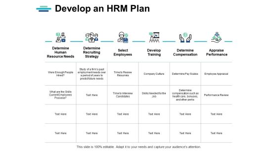 Develop An Hrm Plan Ppt PowerPoint Presentation Summary Graphics Example