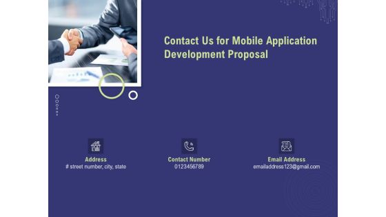 Develop Cellphone Apps Contact Us For Mobile Application Development Proposal Ppt PowerPoint Presentation Outline Slide Download PDF