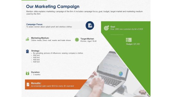 Developing And Creating Corner Market Place Our Marketing Campaign Ppt PowerPoint Presentation Outline Vector PDF