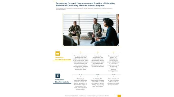 Developing Focused Programmes Provision Counseling Services Business One Pager Sample Example Document Developing Focused Programmes Provision Counseling Services Business One Pager Sample Example Document