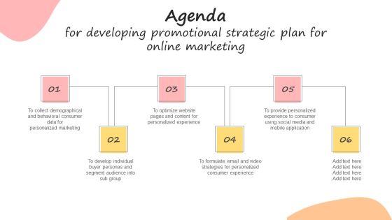 Developing Promotional Strategic Plan For Online Marketing Agenda For Developing Promotional Strategic Clipart PDF Developing Promotional Strategic Plan For Online Marketing Agenda For Developing Promotional Strategic Clipart PDF