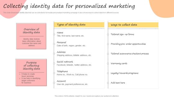 Developing Promotional Strategic Plan For Online Marketing Collecting Identity Data Brochure PDF