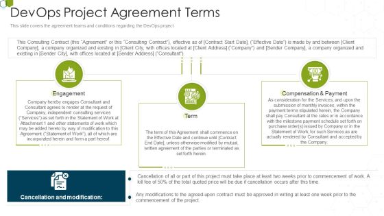 Devops Advisory Management Proposal IT Devops Project Agreement Terms Themes PDF