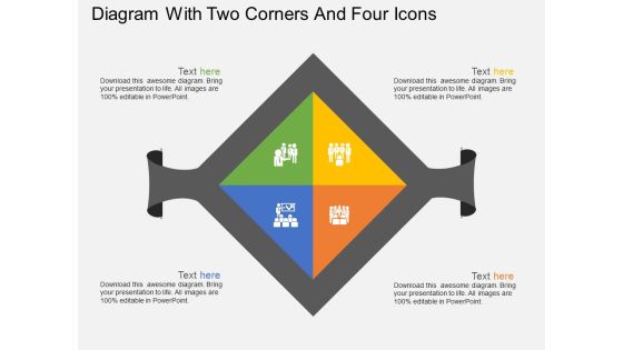 Diagram With Two Corners And Four Icons Powerpoint Template Diagram With Two Corners And Four Icons Powerpoint Template
