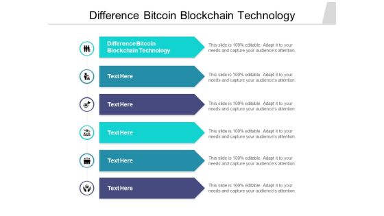 Difference Bitcoin Blockchain Technology Ppt PowerPoint Presentation Infographics Slideshow Cpb Pdf