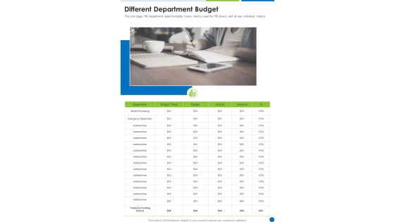 Different Department Budget One Pager Documents