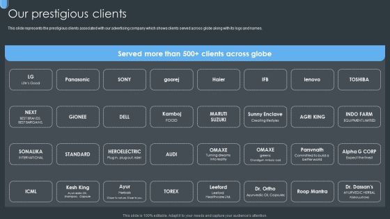 Digital Ad Marketing Services Company Profile Our Prestigious Clients Designs PDF