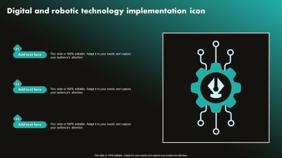 Digital And Robotic Technology Implementation Icon Template PDF Digital And Robotic Technology Implementation Icon Template PDF