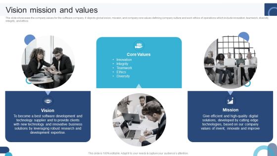 Digital Application Software Development Business Profile Vision Mission And Values Structure PDF Digital Application Software Development Business Profile Vision Mission And Values Structure PDF