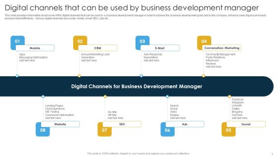 Digital Channels That Can Be Used By Business Development Manager Ppt PowerPoint Presentation File Outline PDF Digital Channels That Can Be Used By Business Development Manager Ppt PowerPoint Presentation File Outline PDF