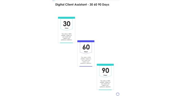 Digital Client Assistant 30 60 90 Days One Pager Sample Example Document Digital Client Assistant 30 60 90 Days One Pager Sample Example Document