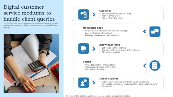 Digital Customer Service Mediums To Handle Client Queries Designs PDF Digital Customer Service Mediums To Handle Client Queries Designs PDF