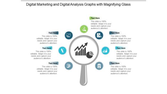 Digital Marketing And Digital Analysis Graphs With Magnifying Glass Ppt PowerPoint Presentation Portfolio Show