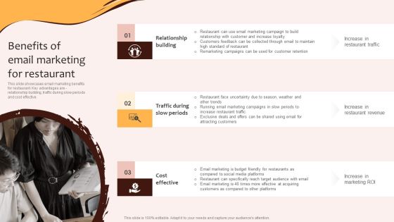 Digital Marketing Plan For Restaurant Business Benefits Of Email Marketing For Restaurant Template PDF